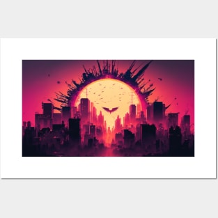 Synthwave Retrowave Aesthetic City Art Posters and Art